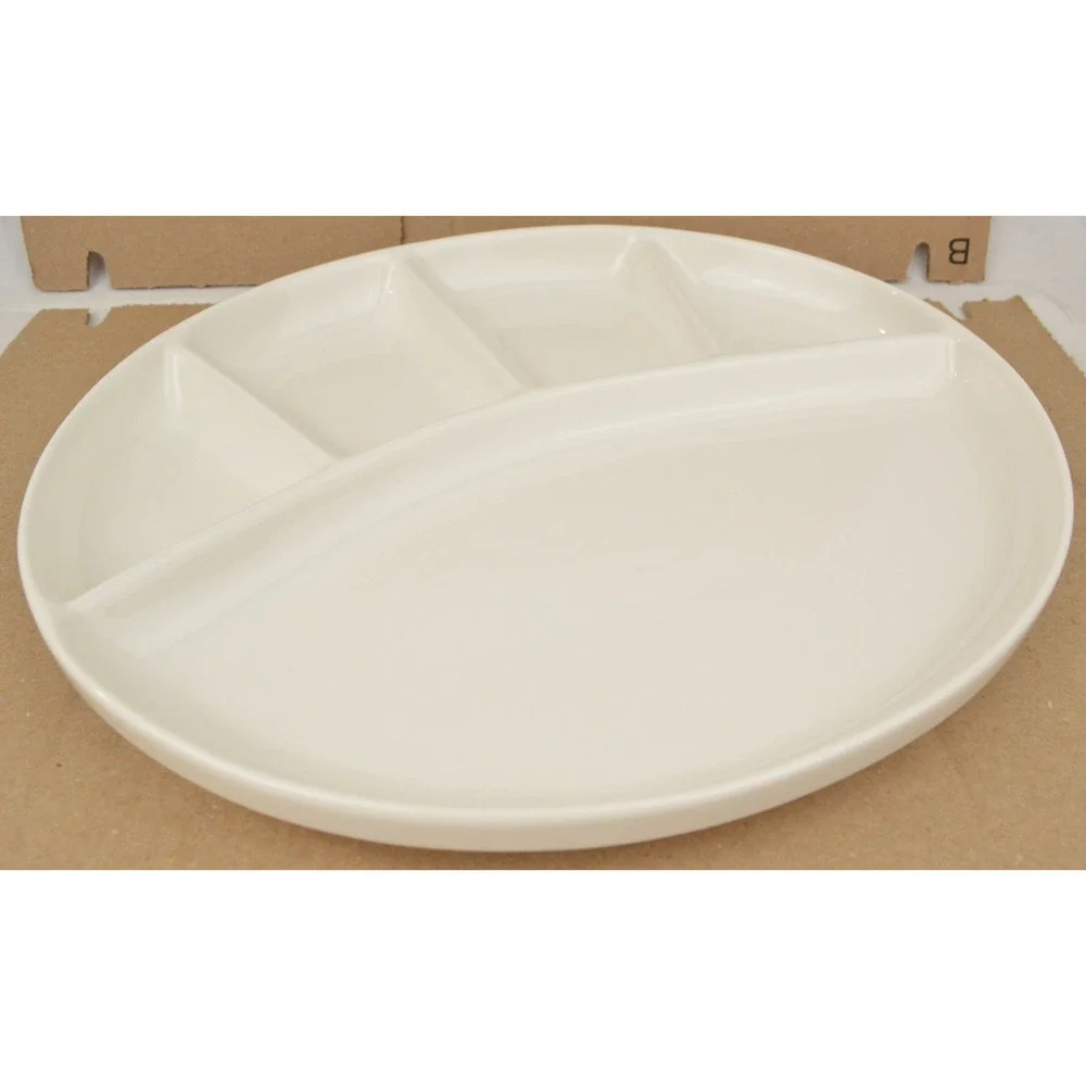 Williams Sonoma White Divided Fondue Plates 11.5